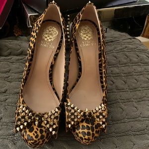 Spotted Brown cheetah pony studded Vince Camuto heels